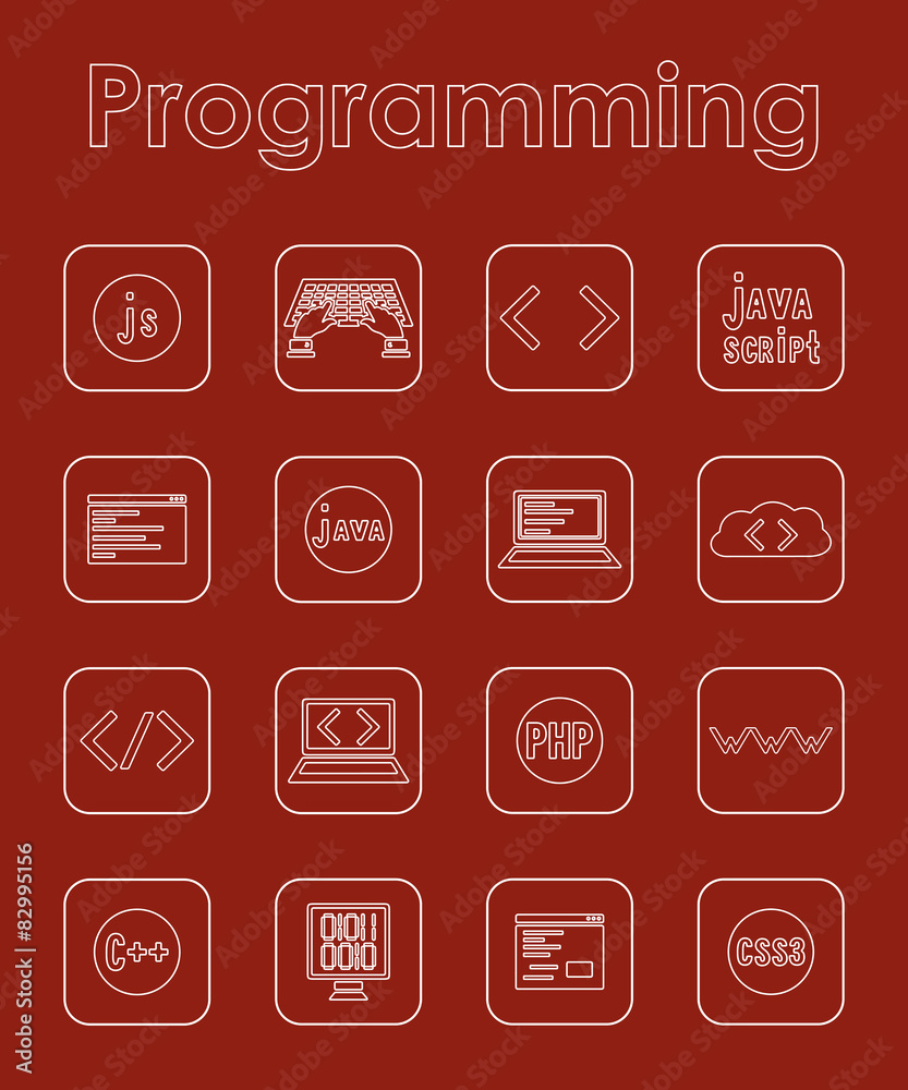 Set of programming simple icons Set of programming simple icons