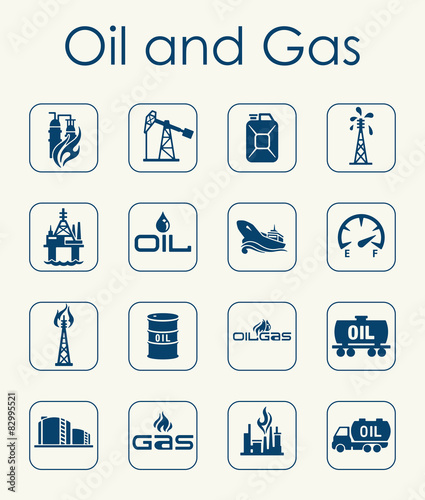 Set of oil and gas simple icons