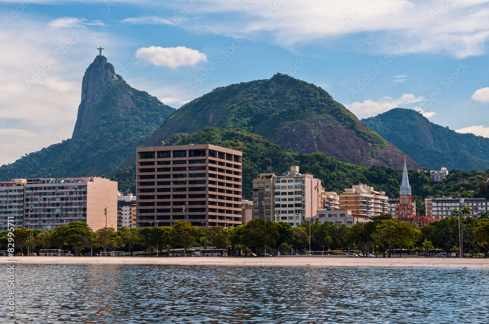 Rio de Janeiro Botafogo District Skyline with Corcovado Mountain