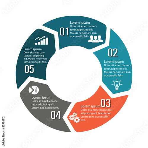 Circle infographic label five option colorful design