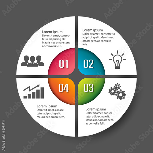 Circle infographic label four option colorful design