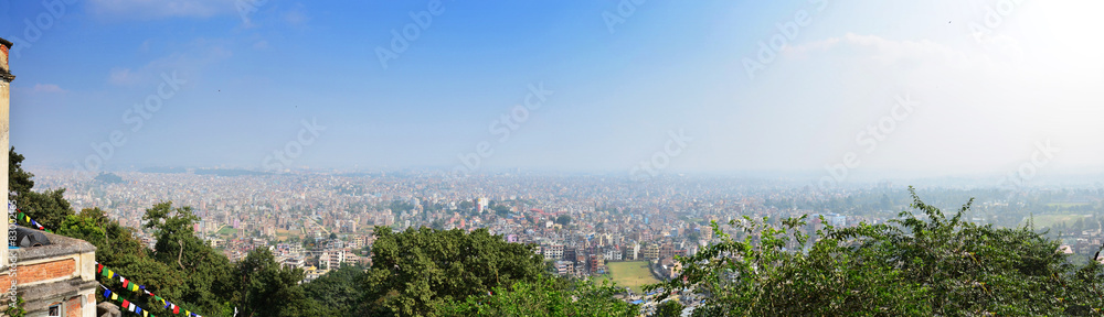 Panorama Cityscape of Kathmandu Nepal look  on Monkey Temple.