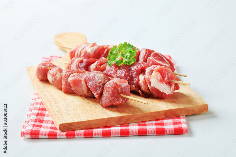 Raw pork skewers Raw pork skewers