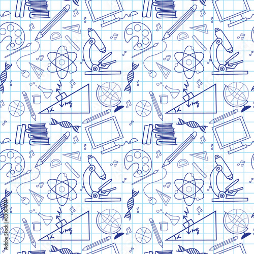 Seamless sketch of education doddle elements.