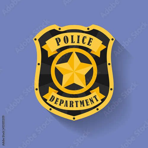 Icon of Police, Sheriff badge. Flat style