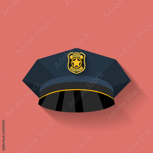 Icon of Police hat, cop hat. Flat style