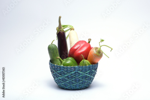 Radish、Carrot、Paprika、 vegetables in the basket
