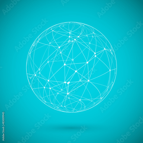 Global Network Lines with Dots Connection Vector Background
