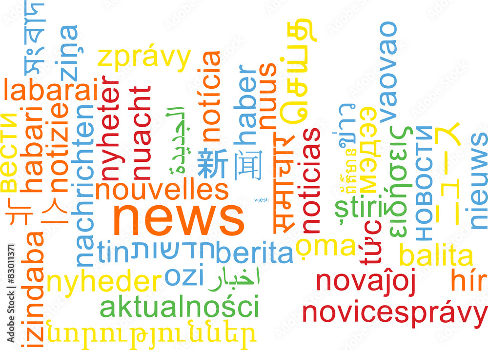 News multilanguage wordcloud background concept