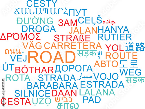 Road multilanguage wordcloud background concept