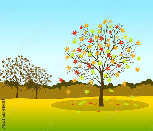 Autumn Landscape background Vector illustration