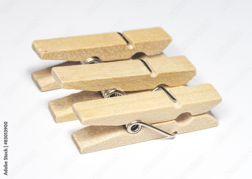 Wooden Cloth Pegs with on White Background. Wooden Cloth Pegs with on White Background.