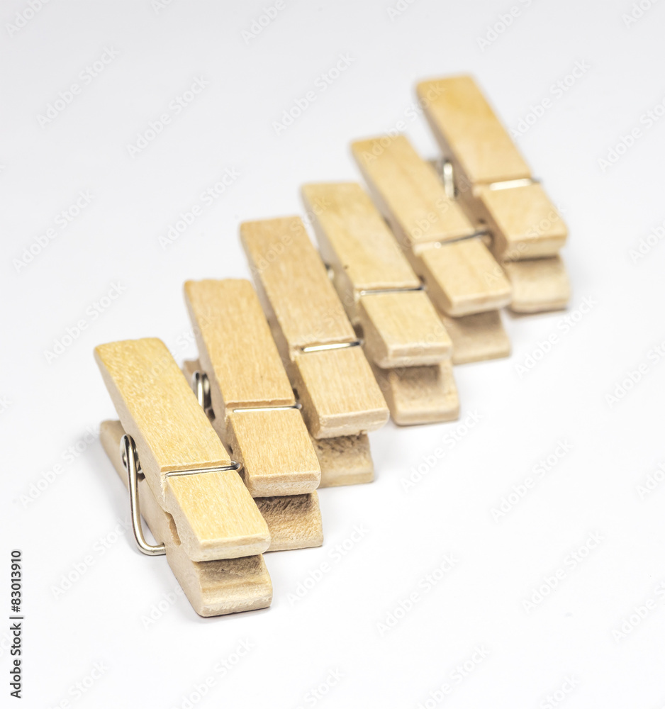 Wooden Cloth Pegs with on White Background. Wooden Cloth Pegs with on White Background.