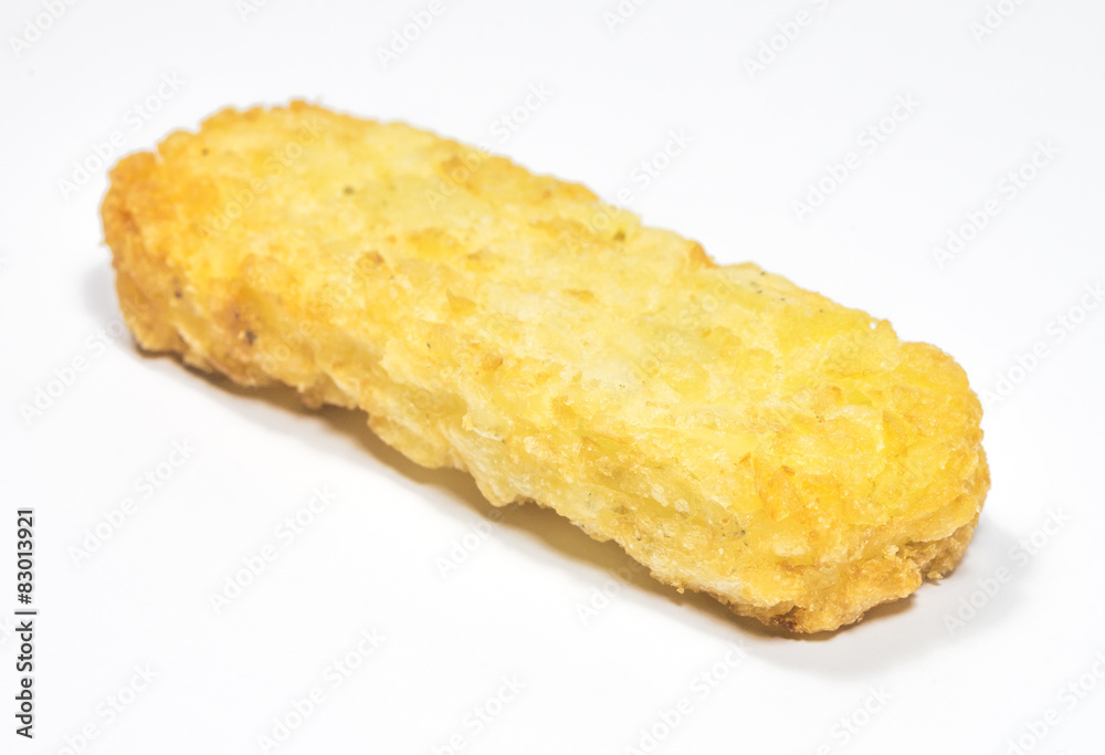 Hash brown pattie on white background.. Hash brown pattie on white background..
