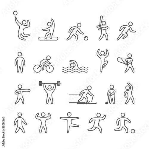 Outline figure athletes, different sports