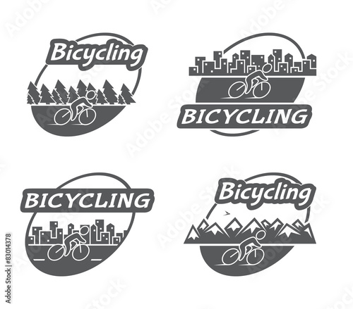 Retro logo bicycling. Bicycle and cyclist