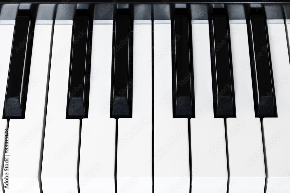 above view black and white keys of digital piano above view black and white keys of digital piano