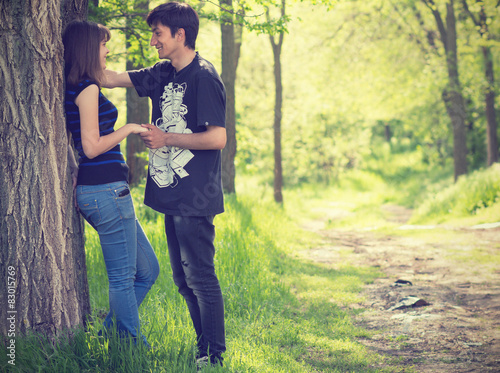 loving couple near a tree in the spring © fantom_rd
