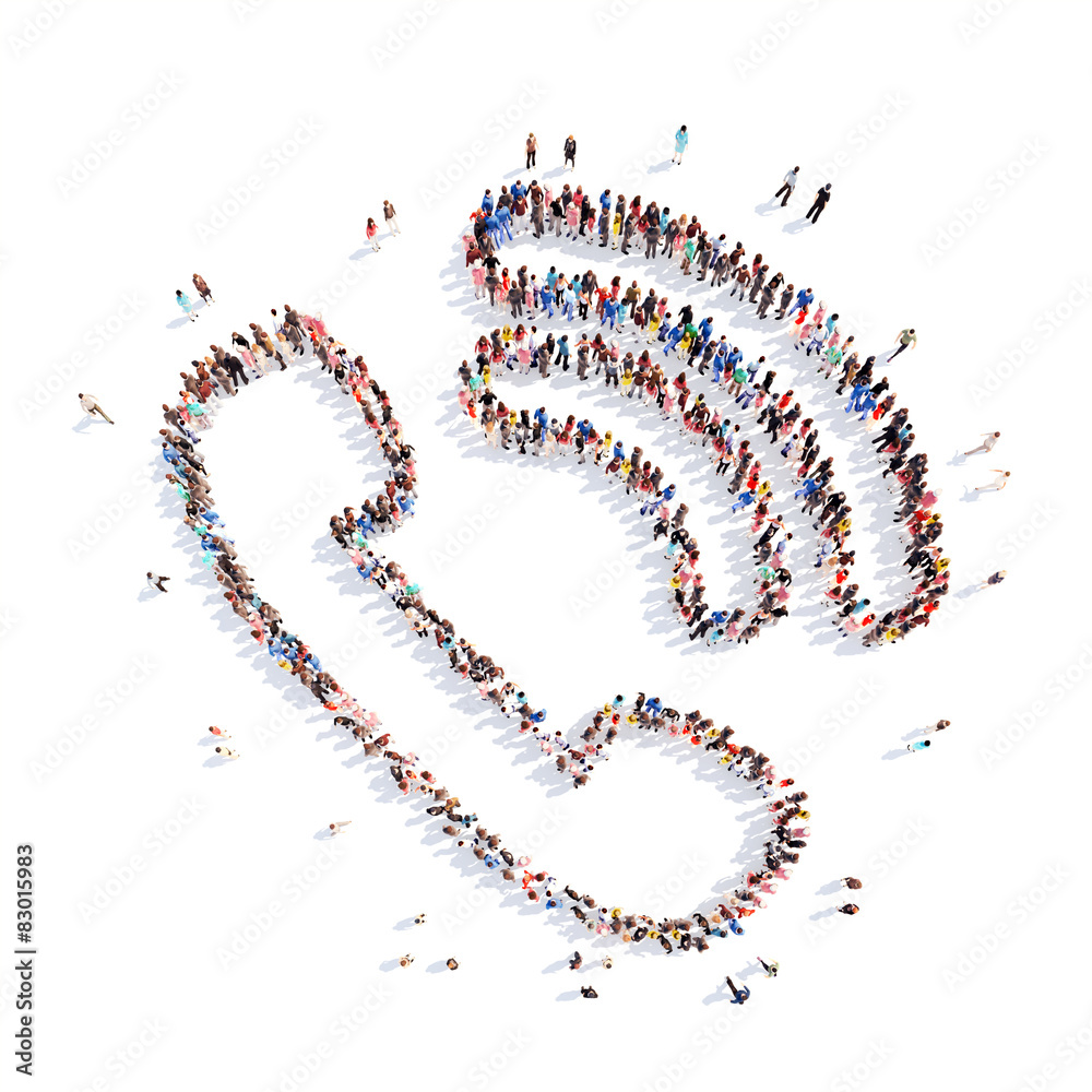 people in the shape of a handset, wi-fi. people in the shape of a handset, wi-fi.