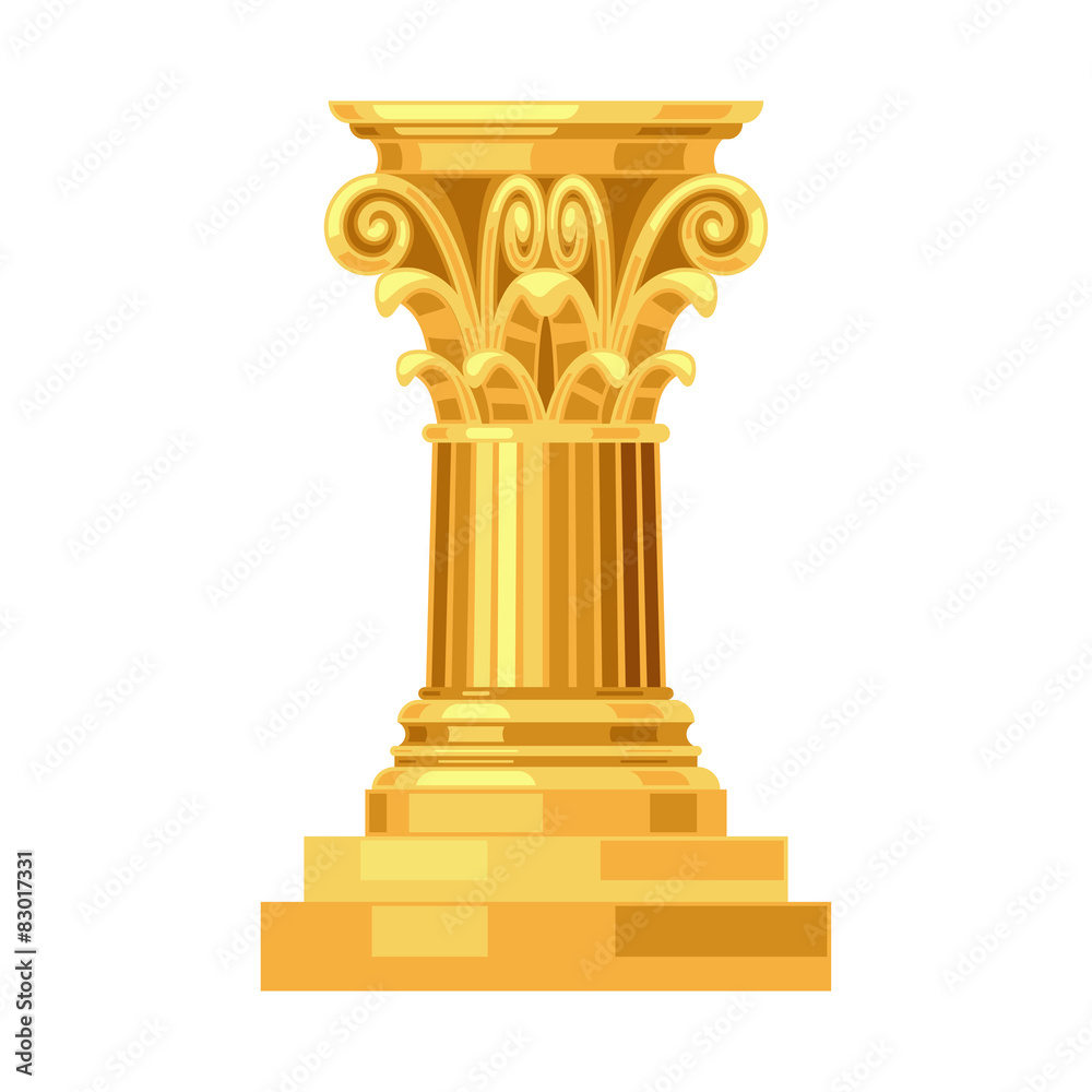Corinthian realistic antique greek gold column isolated Corinthian realistic antique greek gold column isolated