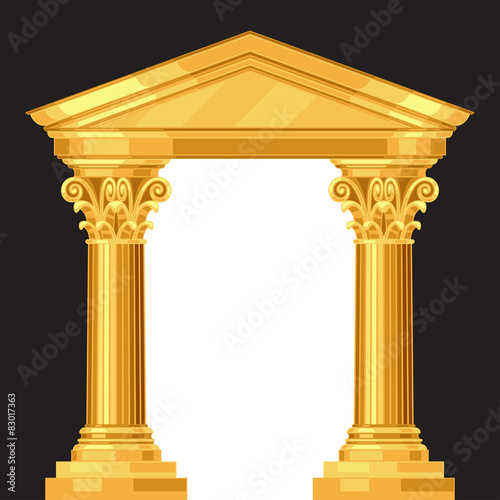 Corinthian realistic antique greek temple with columns