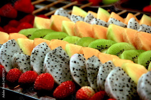 slice of fruits in tray