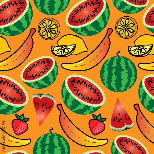 Bright seamless wallpaper with fruits