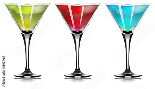 Martini Glass Cocktail Set. Isolated Vector Illustration