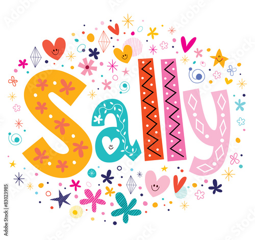 Sally girls name decorative lettering type design