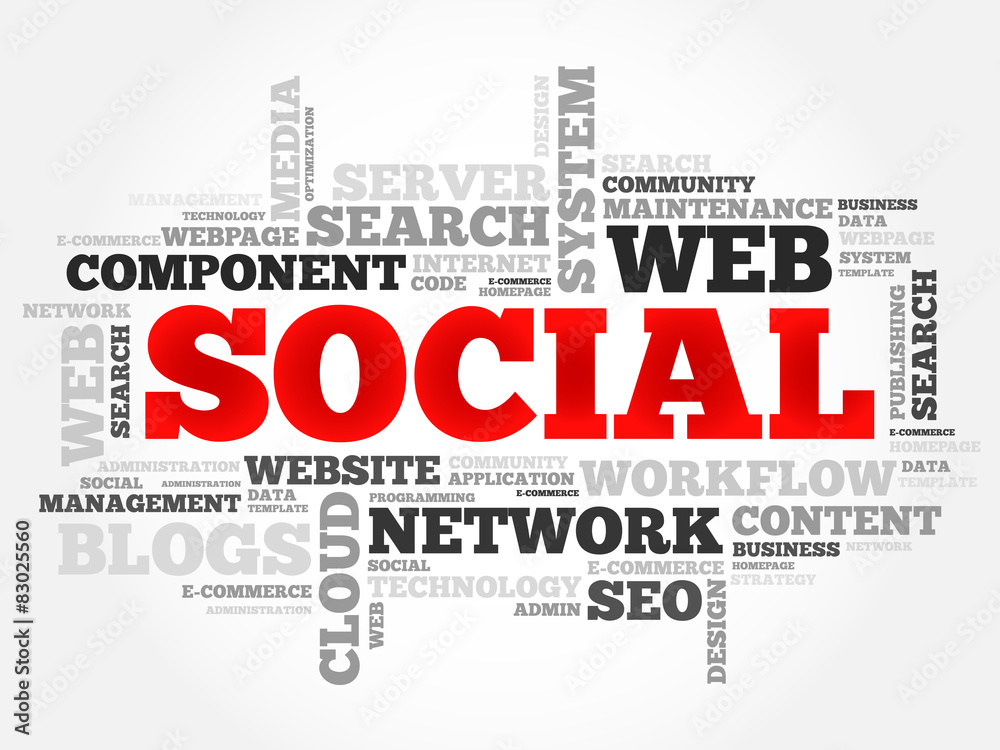 Social word cloud, business concept Social word cloud, business concept
