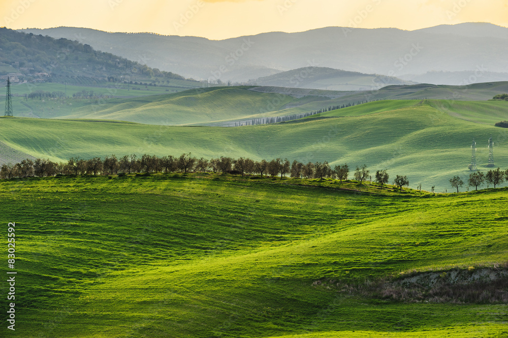 Rural landscape in spring day in Tuscany, Italy
