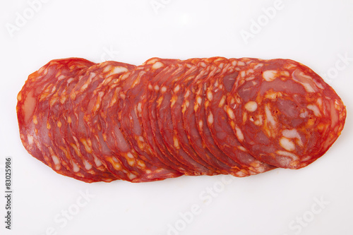 Cut slices of red iberian chorizo © WH_Pics