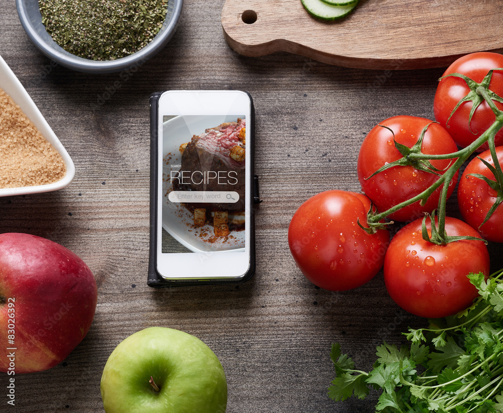 Food recipes on smart phone