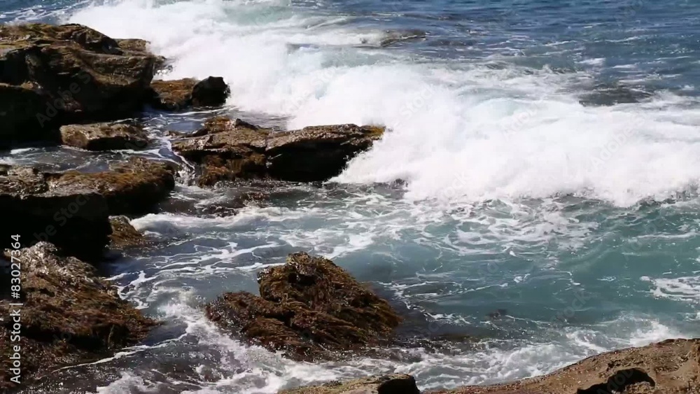 Wave breaking on rocky coast Wave breaking on rocky coast