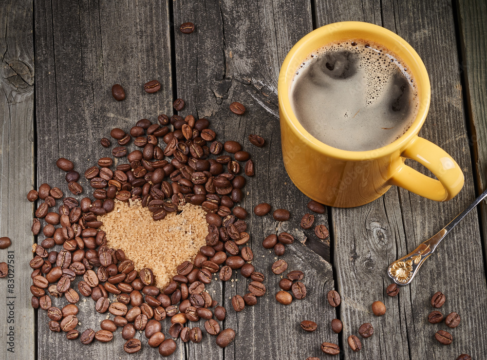 Heart made from coffee beans