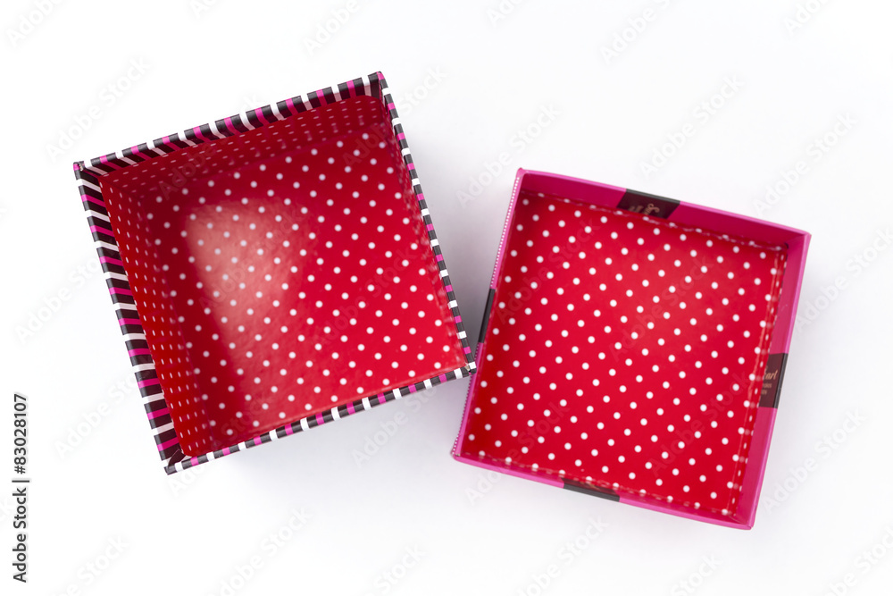 Empty colorful gift box with lid on white background Empty colorful gift box with lid on white background