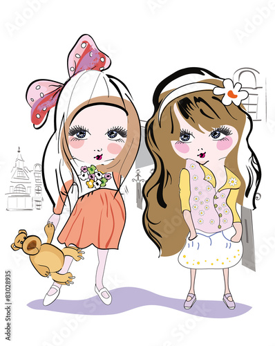 Fashion girls with long hair