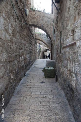 Walkway in Old City Jerusalem  Israel  CIRCA Feb. 2013