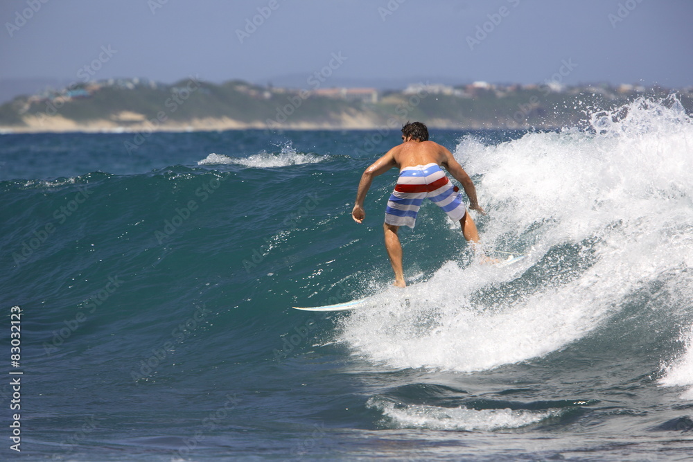 Adrenaline seeking surfer surfing in the ocean Adrenaline seeking surfer surfing in the ocean