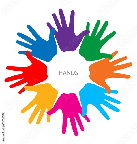 Colorful hands. Vector illustration.