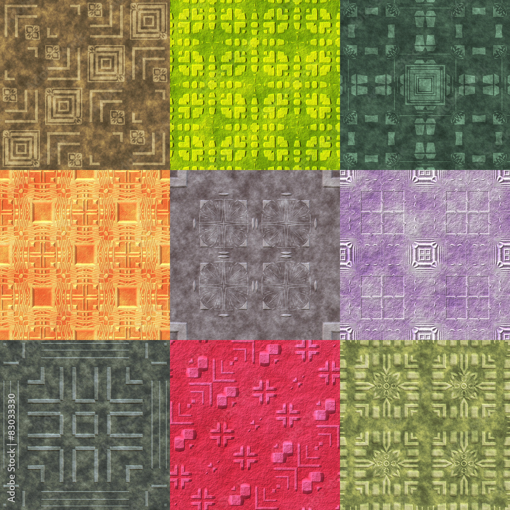 Set of stone pattern generated seamless textures