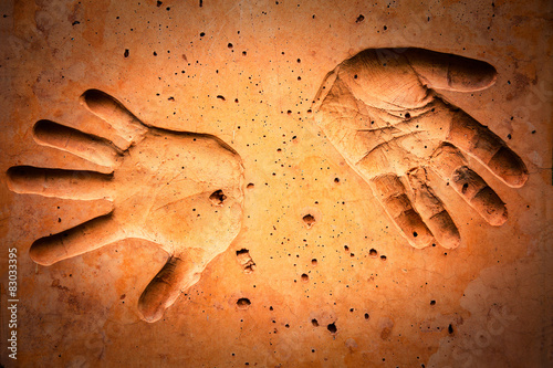 Abstract Cracked Hand Print on Wall