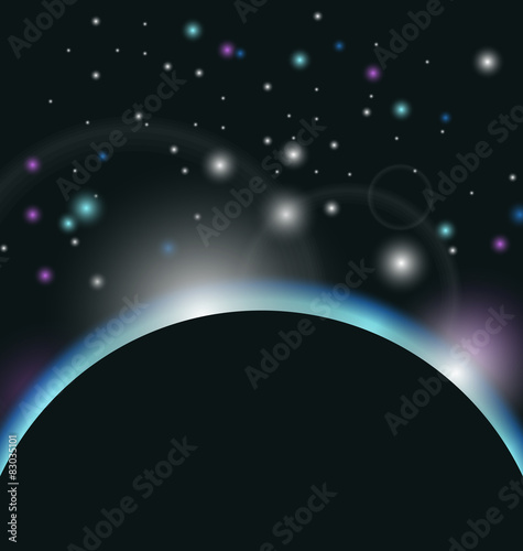 space background with earth and sunrise