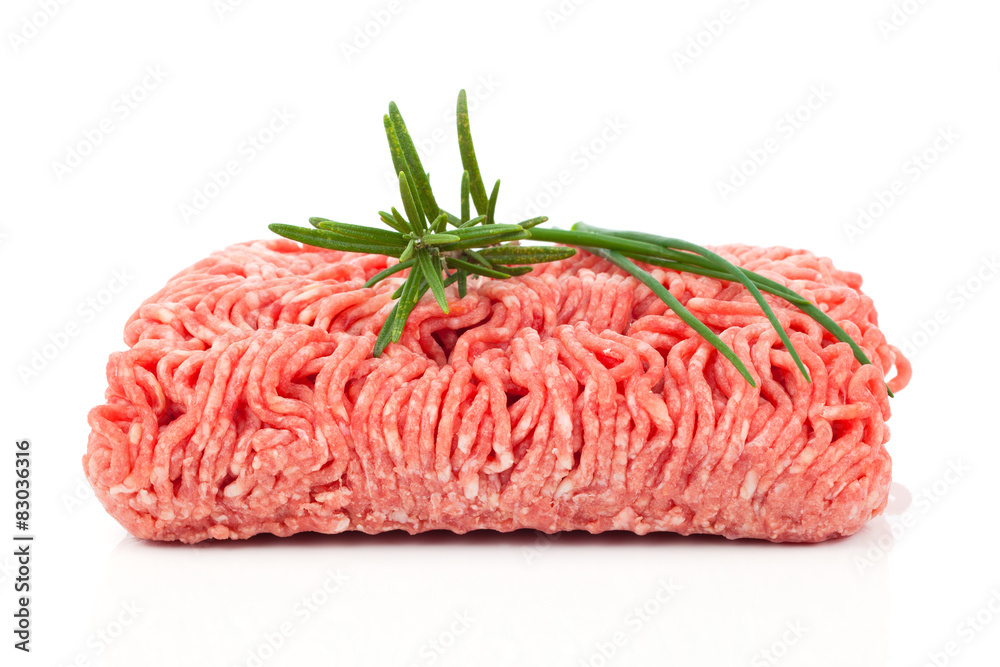 raw minced meat, isolated on white background raw minced meat, isolated on white background
