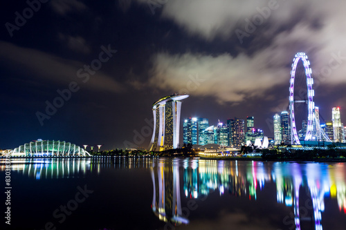 Singapore city skyline at night