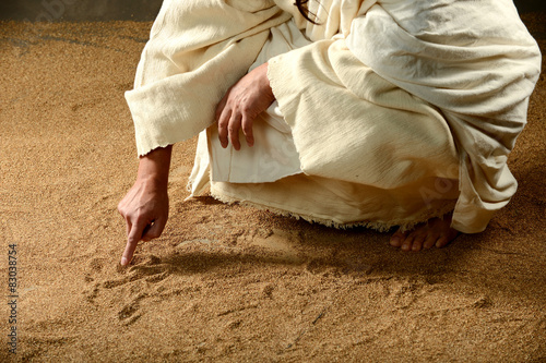 Jesus Writing on the sand Fototapeta