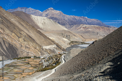 view of the Himalayas surrounded the village Kagbeni photo