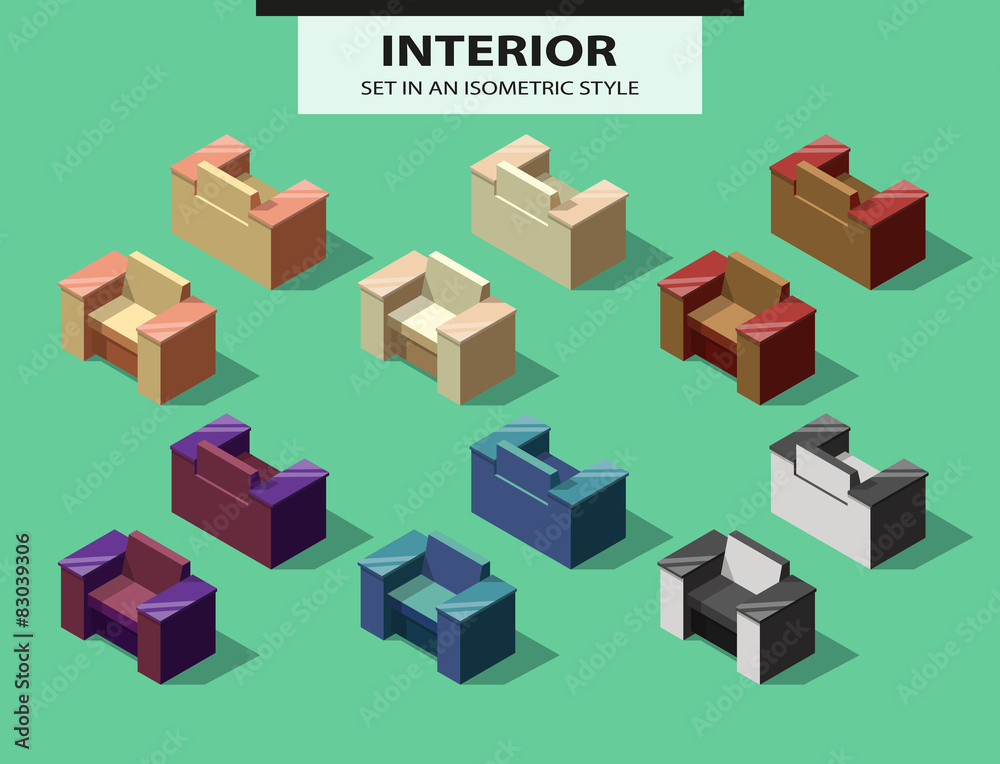 Set of isolated chairs with shadow in isometry Set of isolated chairs with shadow in isometry