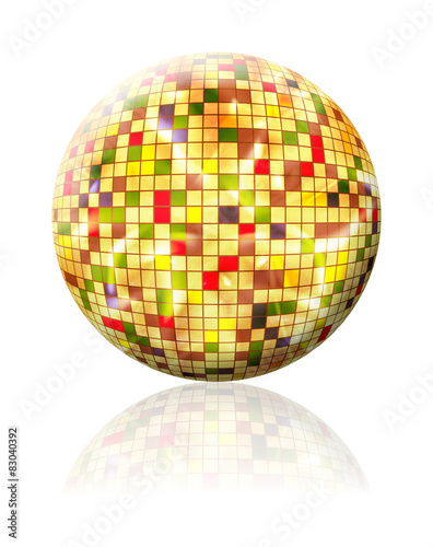 Colorful Sphere with colored squares on white background isolate