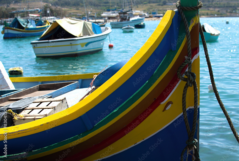 traditional luzzu boats in Marsaxlokk